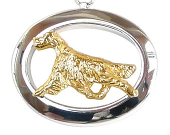 Irish Setter Glossy Oval Jewelry  Irish Setter 14K Gold or Sterling Silver Charm in Classic Oval Pendant Necklace