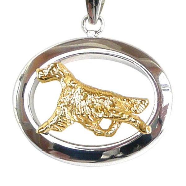 Irish Setter Glossy Oval Jewelry  Irish Setter 14K Gold or Sterling Silver Charm in Classic Oval Pendant Necklace