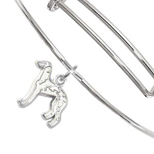 Italian Greyhound Bangle – Solid Sterling Silver Italian Greyhound Charm on Durable Stainless Steel Bangle Bracelet