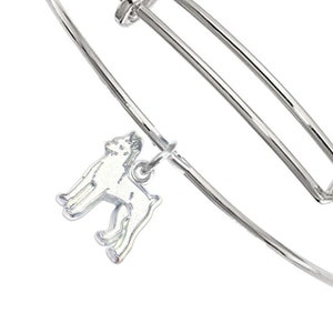 Miniature Pinscher (Min Pin) Bangle – Solid Sterling Silver Miniature Pinscher (Min Pin) Charm on Durable Stainless Steel Bangle Bracelet