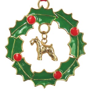 Exclusive Miniature Schnauzer Gold Plated Bronze Christmas Holiday Wreath Ornament Decoration Gift