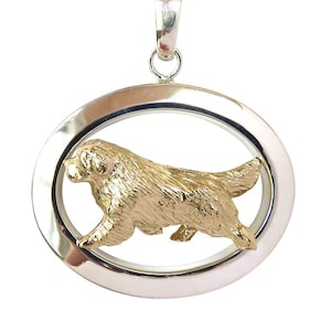 Newfoundland Glossy Oval Jewelry Newfoundland  14K Gold or Sterling Silver Charm in Classic Oval Pendant Necklace