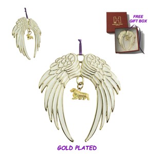 Sussex Spaniel Exclusive Gold Plated Bronze Christmas Holiday Angel Wing Ornament Memorial