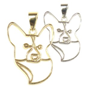 Classic 14K Gold or Silver Corgi Charm. Gold or Silver Necklace and Pendant Corgi Cut Out in Silhouette