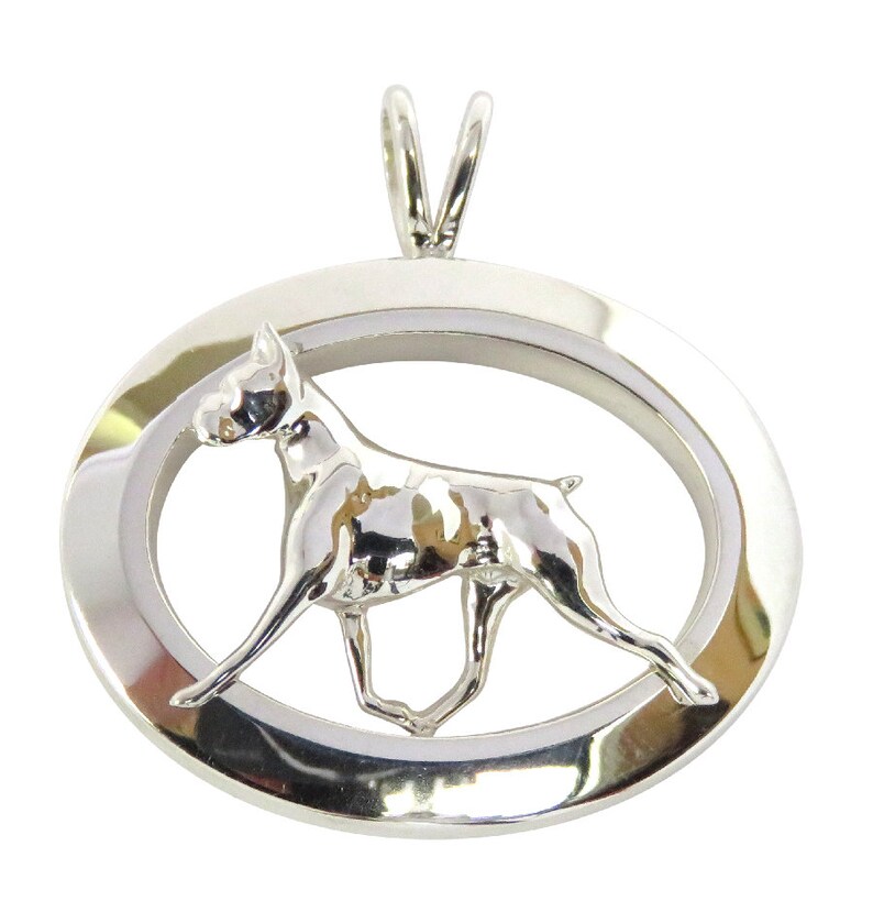Boxer Jewelry in Glossy Oval 14K Gold or Sterling Silver Boxer Dog