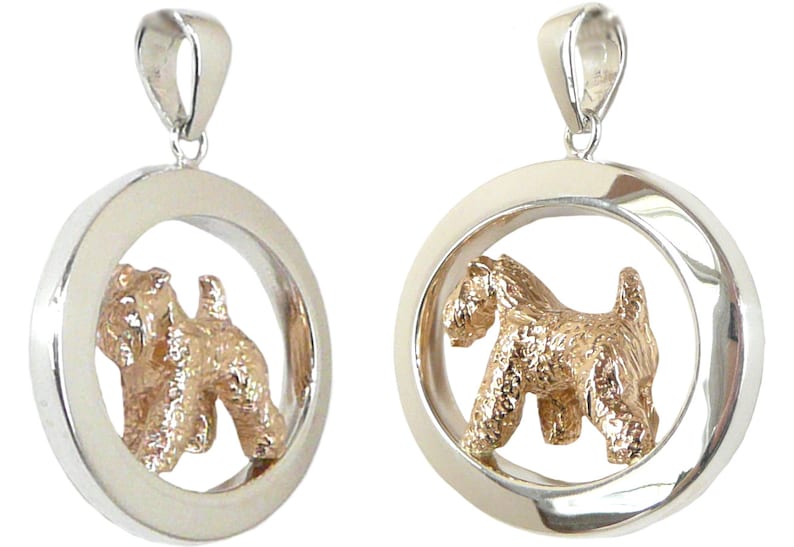 Kerry Blue Terrier Glossy Oval Jewelry Kerry Blue Terrier 14K Gold or Sterling Silver Charm in Classic Oval Pendant Necklace