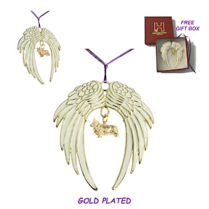 Pembroke Welsh Corgi Exclusive Gold Plated Bronze Christmas Holiday Angel Wing Ornament Memorial