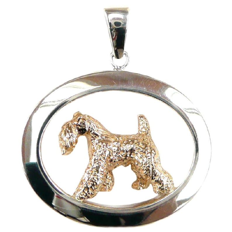 Kerry Blue Terrier Glossy Oval Jewelry Kerry Blue Terrier 14K Gold or Sterling Silver Charm in Classic Oval Pendant Necklace