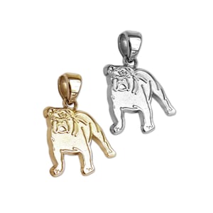 Bulldog Charm or Pendant in 14K Gold or Sterling Silver Jewelry for Necklace, Bangle, Bracelet, Memorial Gift