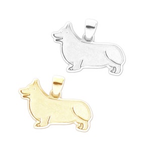Pembroke Welsh Corgi Charm or Pendant in 14K Gold or Sterling Silver Jewelry for Necklace, Bangle, Bracelet, Memorial Gift