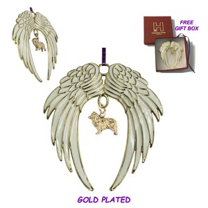 Australian Shepherd Aussie Exclusive Gold Plated Bronze Christmas Holiday Angel Wing Ornament Memorial