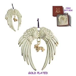 Cavalier King Charles Spaniel Exclusive Gold Plated Bronze Christmas Holiday Angel Wing Ornament Memorial