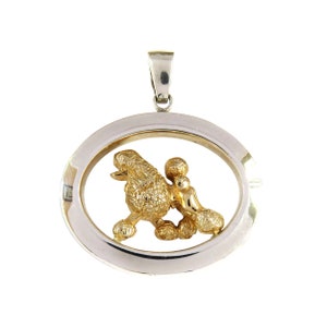 Poodle Dog Glossy Oval Jewelry in 14K Gold or Sterling Silver Charm in Classic Oval Pendant Necklace