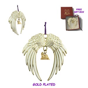 Shih Tzu Exclusive Gold Plated Bronze Christmas Holiday Angel Wing Ornament Memorial
