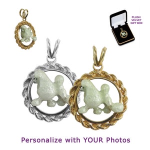 Poedel met gepersonaliseerde emaille kunstwerken in 14K goud of sterling zilver touw cirkel sieraden, charme, hanger, ketting, gedenkteken