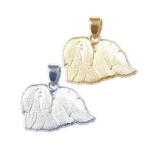 Lhasa Apso Charm or Pendant in 14K Gold or Sterling Silver Jewelry for Necklace, Bangle, or Bracelet, Memorial Gift
