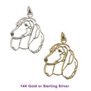 Longhaired Dachshund Classic Silhouette 14K Gold or Sterling Silver Dog Charm, Necklace, Pendant