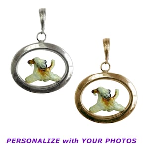 Afghan Hound with Personalized Enamel Art Trotting in Our Classic Oval 14K Gold or Sterling Jewelry, Charm, Pendant, Necklace, Memorial