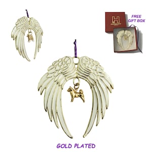 Akita Exclusive Gold Plated Bronze Christmas Holiday Angel Wing Ornament Memorial