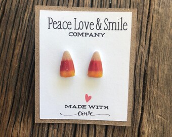 Handpainted Candy Corn Earrings Halloween Earrings Halloween Stud Earrings Candycorn Corn Jewelry Halloween Candy Jewelry Halloween Gift