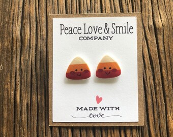 Candy Corn Earrings Halloween Earrings Halloween Stud Earrings Candycorn Corn Jewelry Halloween Jewelry Halloween Accessories Halloween Gift