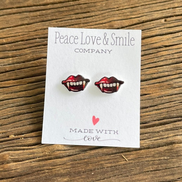 Vampire Fang Stud Earrings Halloween Earrings Blood Earring Post Earrings Gift Idea Halloween Jewelry Vampire Jewelry Halloween Gift