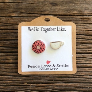 We Go Together Like Coffee and Donuts Earrings Coffee Earrings Doughnut Earrings Coffee Jewelry Doughnut Jewelry Valentine Earring Gift Idea