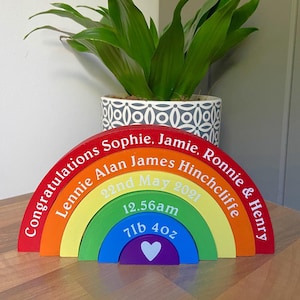 Rainbow Stacker Shelfie - Bright, Wooden Nursery Decor, Christening Gift, Baby Announcement, New Baby