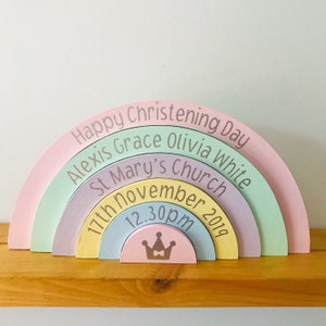 New Baby Girl Birth Gift Rainbow Stacker, Wooden Nursery Decor, Childrens Bedroom image 6