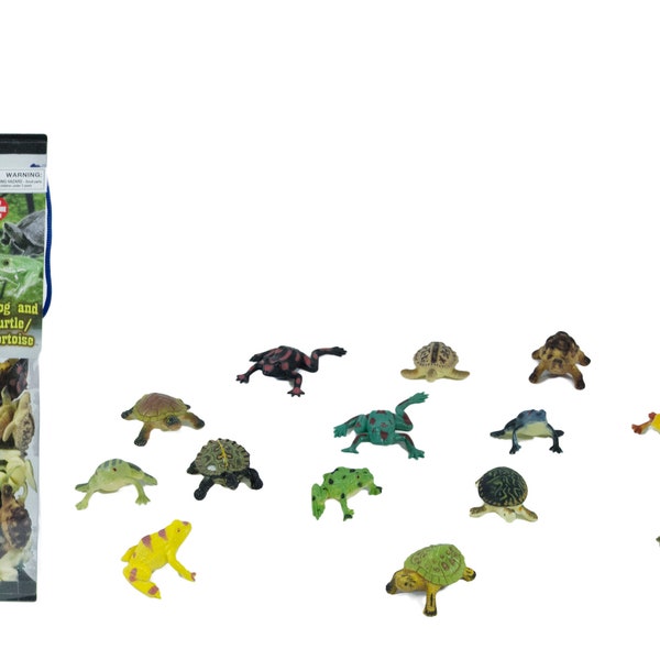 14 PC Mini Frog, Turtle, AND Tortoise Playset