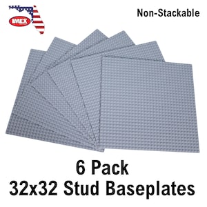 6 Pack Light Gray 32x32 Baseplates, Compatible with all major brands!