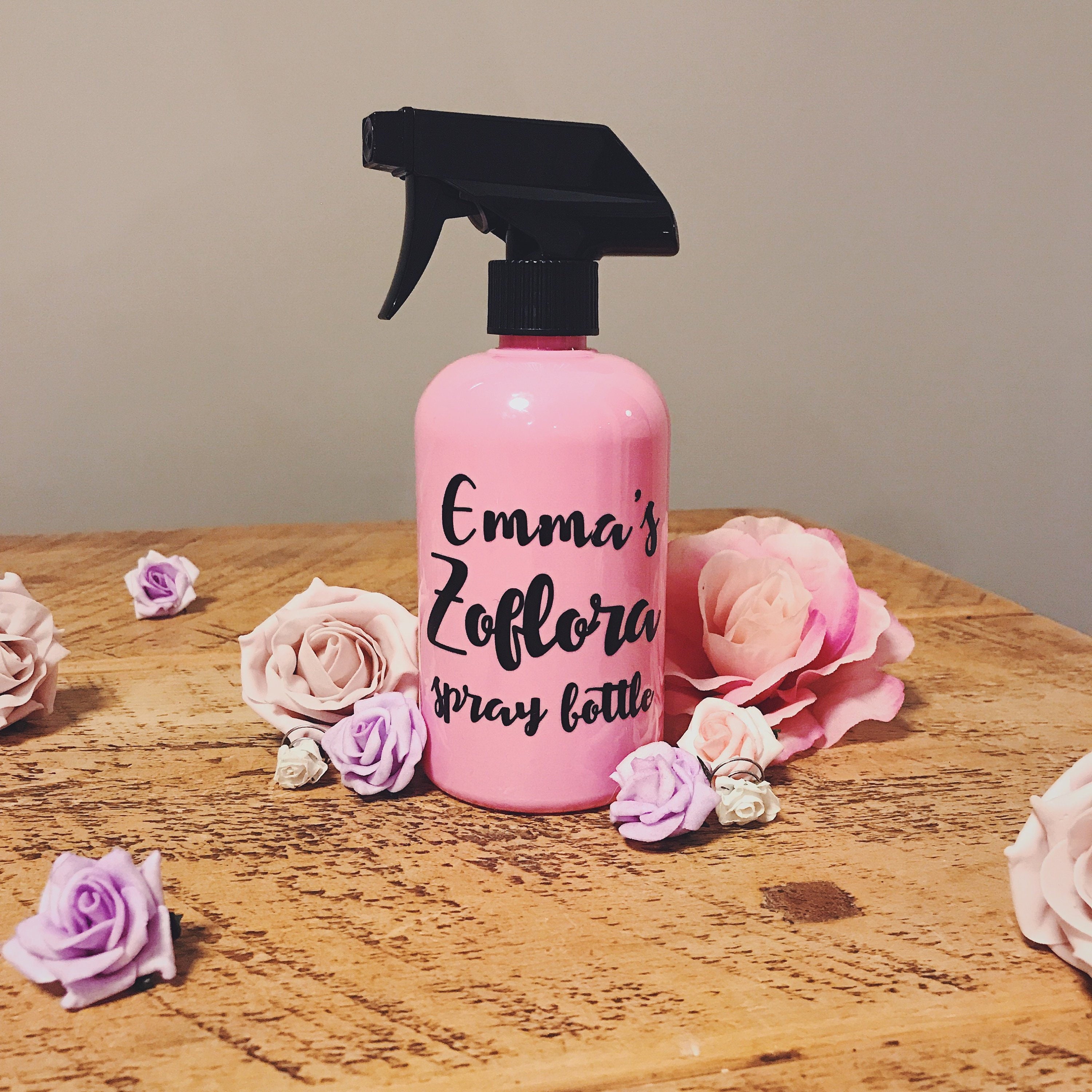 Pink Personalised Zoflora Spray Bottle Black Text Custom Etsy