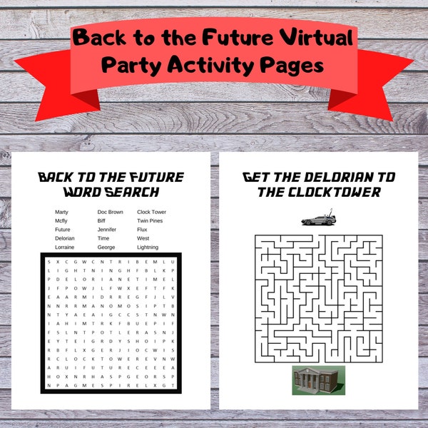 Back to the Future Virtual Party Activity Pages - INSTANT DOWNLOAD