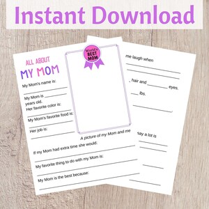 Compilazione della Festa della mamma - Foglio di lavoro - Scuola domiciliare - DOWNLOAD IMMEDIATO