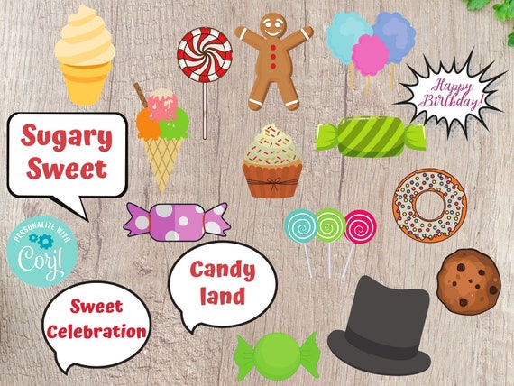 Candyland Party Photo Props Printable Editable INSTANT | Etsy