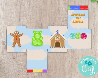 Candyland Party Favor Box Printable - Editable INSTANT DOWNLOAD