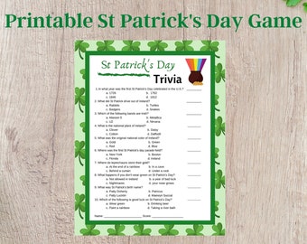 St Patrick's Day Trivia Game Printable - INSTANT DOWNLOAD