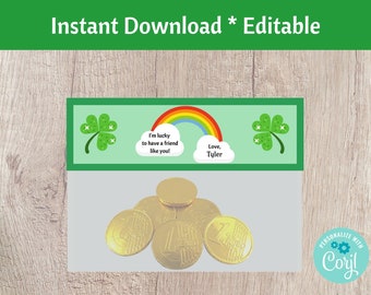 St Patrick's Day Bag Topper - Lucky to Have a Friend Printable - Editable INSTANT DOWNLOAD