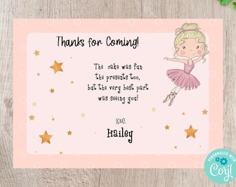 Light Ballerina Thank You Card - Fully Editable INSTANT DOWNLOAD