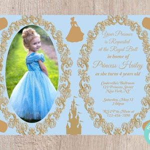 Cinderella Photo Birthday Invitation - Editable INSTANT DOWNLOAD
