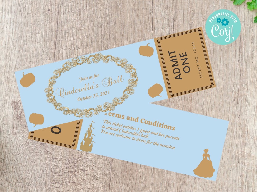 Cinderella Ball Ticket INSTANT DOWNLOAD Etsy