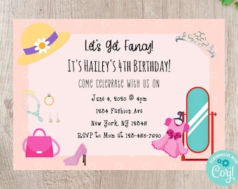 Dress Up Party Birthday Invitation - Editable INSTANT DOWNLOAD