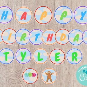 Candyland Party Happy Birthday Banner Printable - Editable INSTANT DOWNLOAD