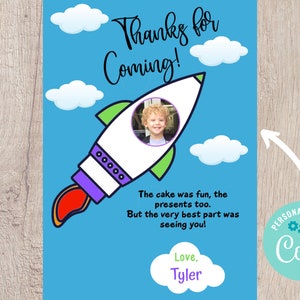 Twee Infinity en Beyond Party Verticale Bedankkaart - Bewerkbare INSTANT DOWNLOAD