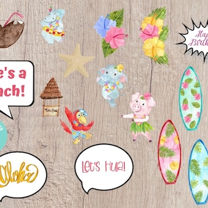 Luau Party Photo Props Printable - Editable INSTANT DOWNLOAD