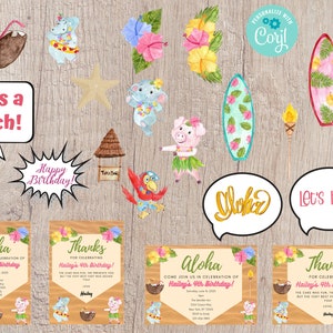 Luau Party Bundle Printable Editable INSTANT DOWNLOAD Invitation, Thank ...