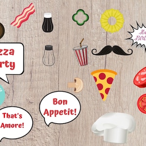 Pizza Party Photo Props Printable - Editable INSTANT DOWNLOAD