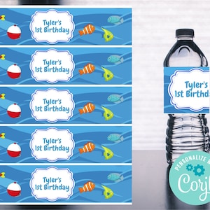 O-Fish-Ally One Party Water Bottle Label Printable - Editable INSTANT DOWNLOAD
