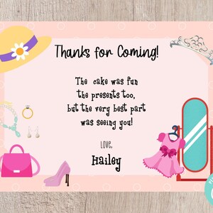 Dress Up Party Thank You Card - Fully Editable INSTANT DOWNLOAD