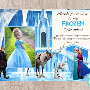 Frozen Photo Horizontal Birthday Thank You Card - Editable INSTANT DOWNLOAD